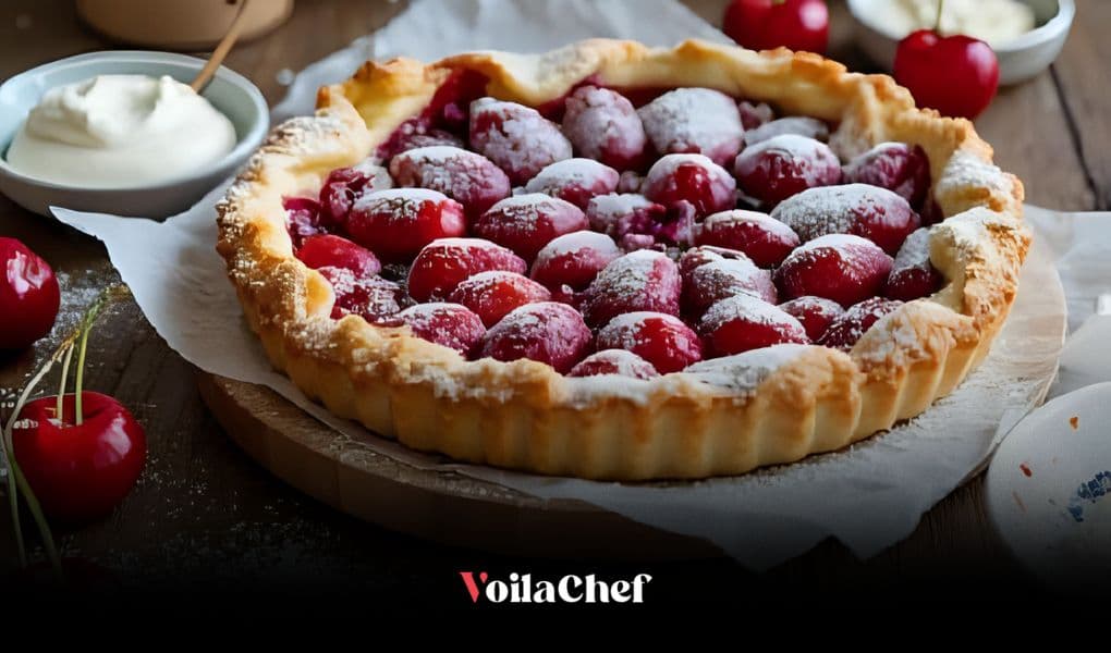 Flaky Cherry Tart with fresh cream