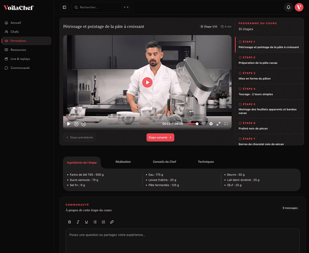 VoilaChef step-by-step courses