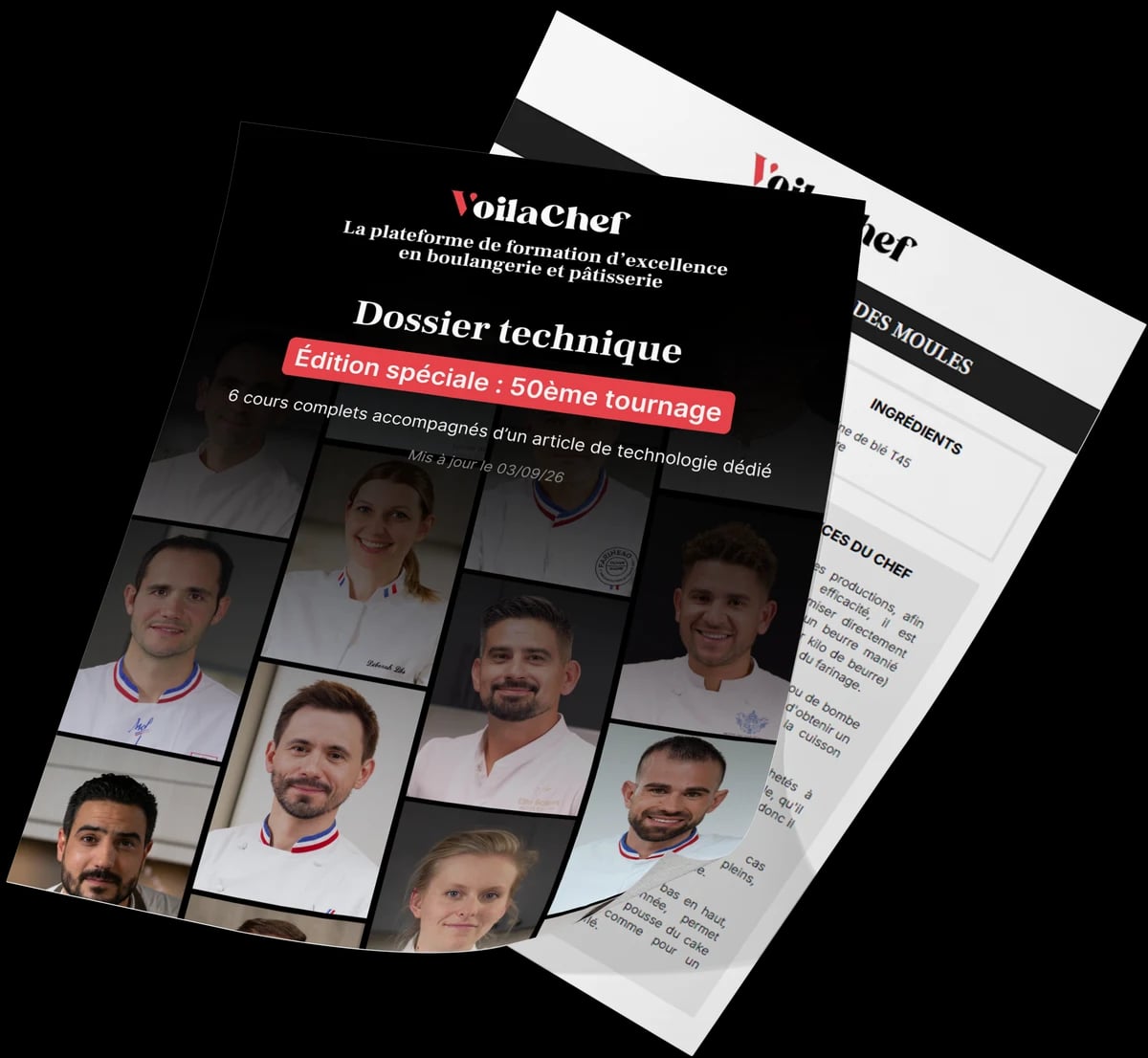 Couverture et pages du Dossier technique VoilaChef, édition spéciale du 50ème tournage